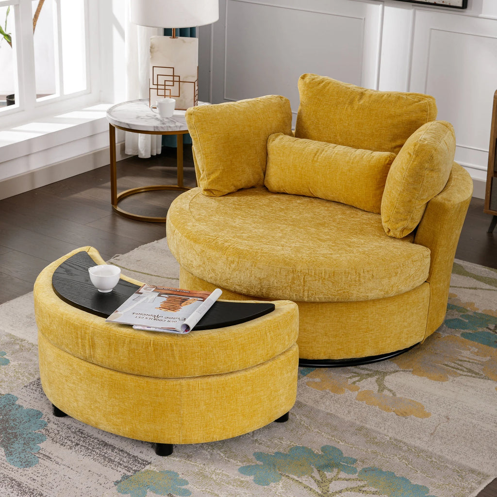 Muumblus Teddy Swivel Accent Barrel Chair, Modern Oversize Sherpa Comfy Round Reading Armchair for Living Room, Ivory