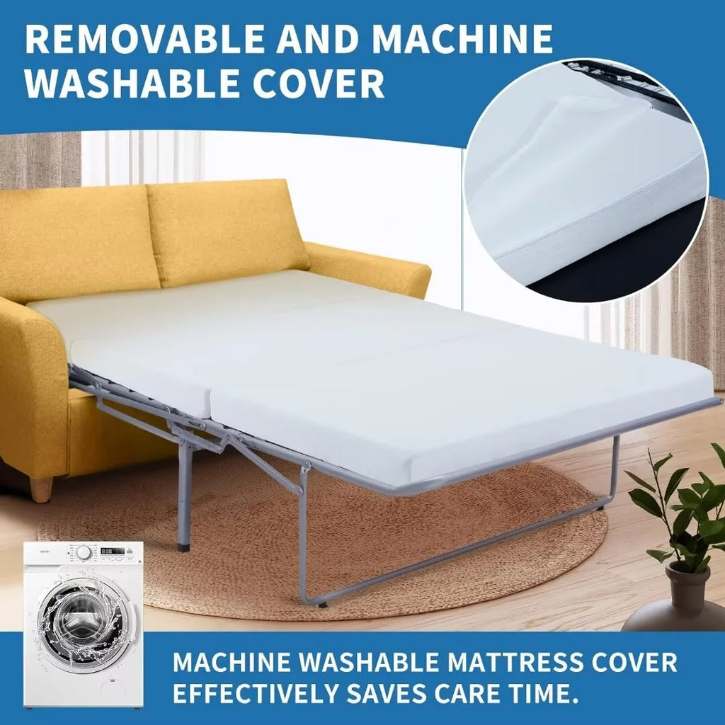 NAIZEA Foldable Sofa Bed Replacement Mattress Memory Foam 4 inch Pull Out Sofa Bed Mattress Twin Size for Convertible Folding Sofa & Couch Beds, Sofa Not Included