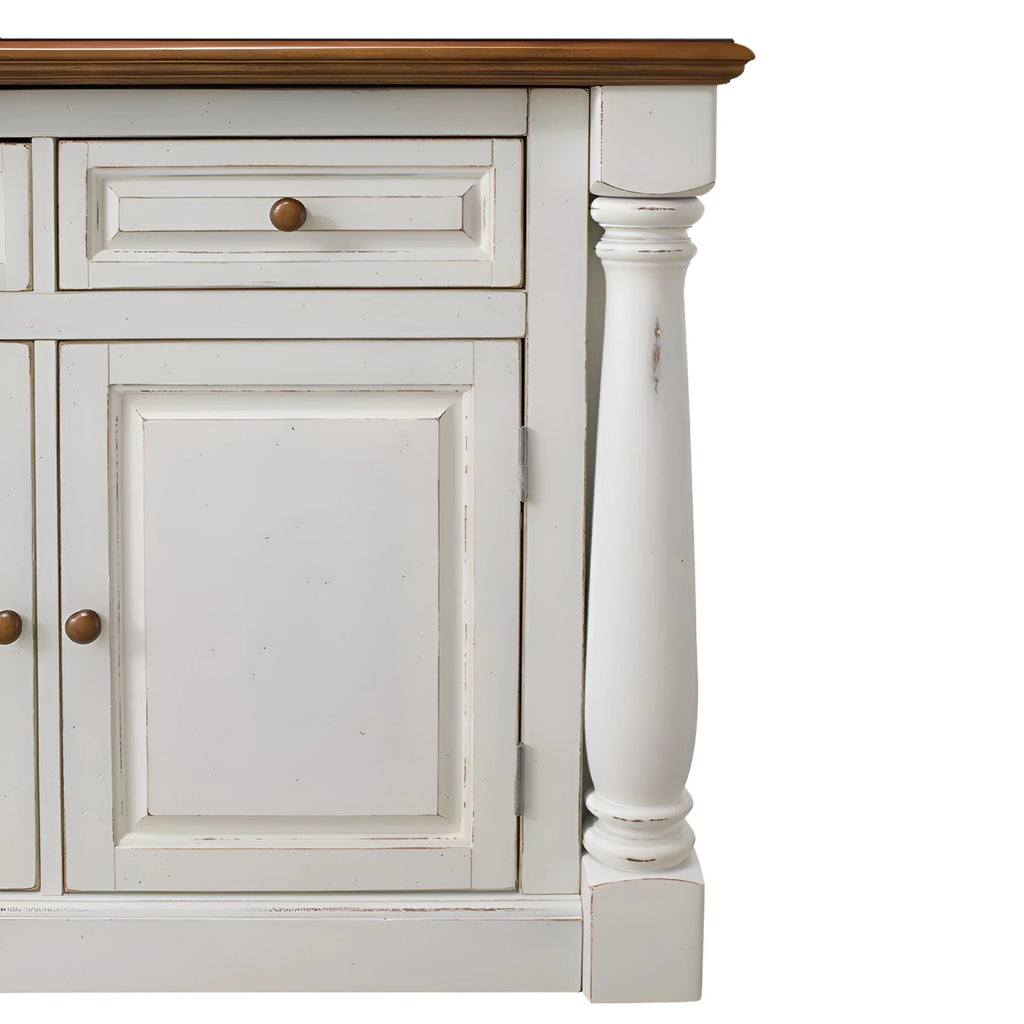 Homestyles Monarch Wood Kitchen Island Set in Off White