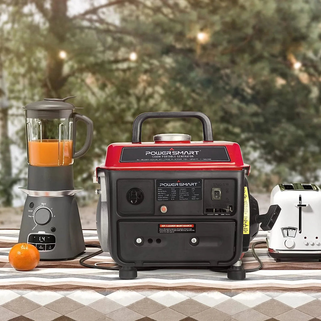 PowerSmart 1200W Gas Fuel Generator Portable for Camping Outdoor, Low Noise with AC Outlet