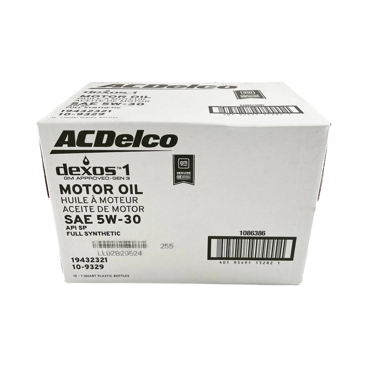AC Delco GM Original Equipment 10-9329 (19432321) dexos?1 GEN 3 Full Synthetic 5W-30 Motor Oil - 1 qt. | Case of 12