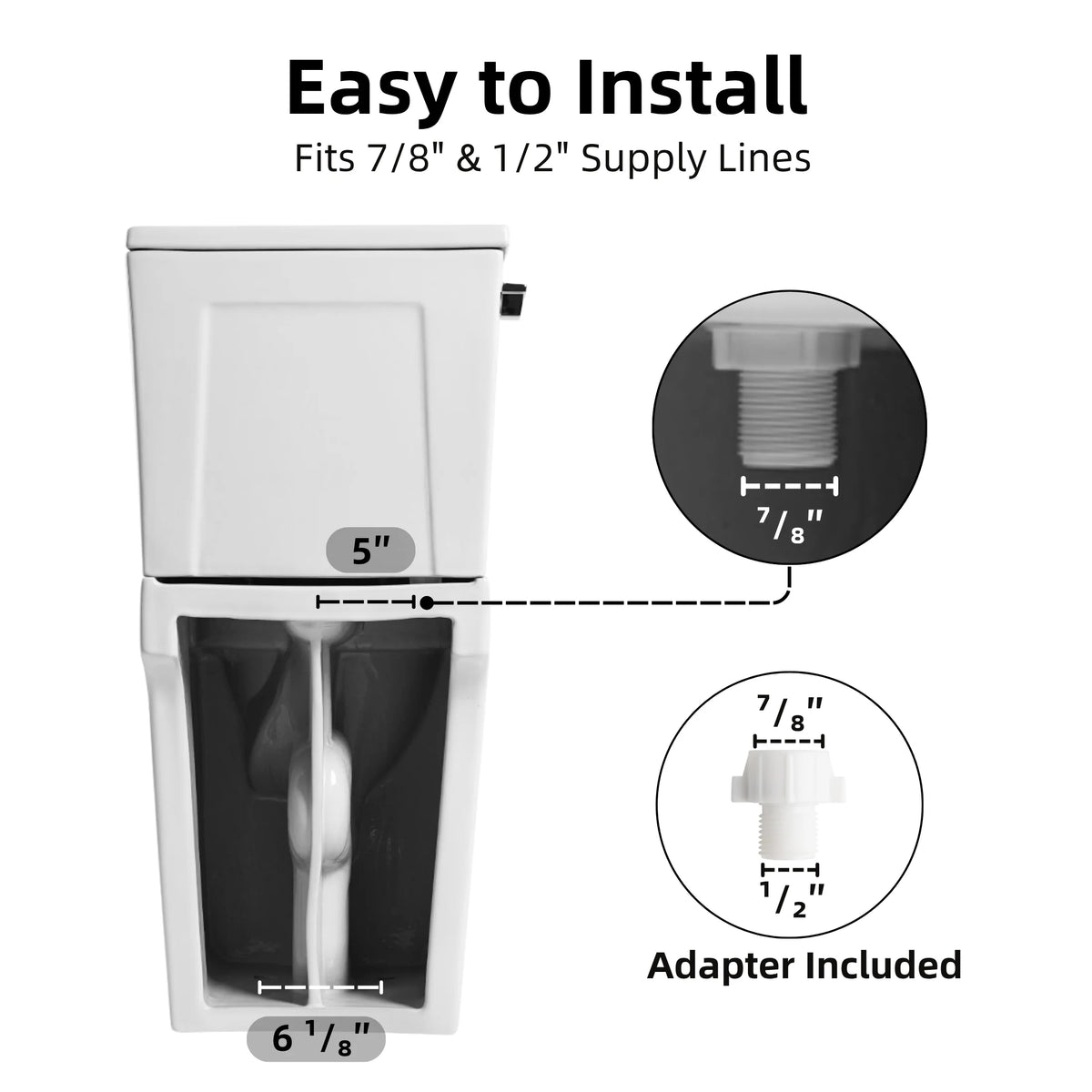 Los Flexi 21" Extra Tall Toilet for Seniors, ADA Compliant Two-Piece Skirted Toilet with Cyclone Flush, Elongated Bowl, Soft-Close Seat, Chrome Lever, 1.28 GPF, 12" Rough-In