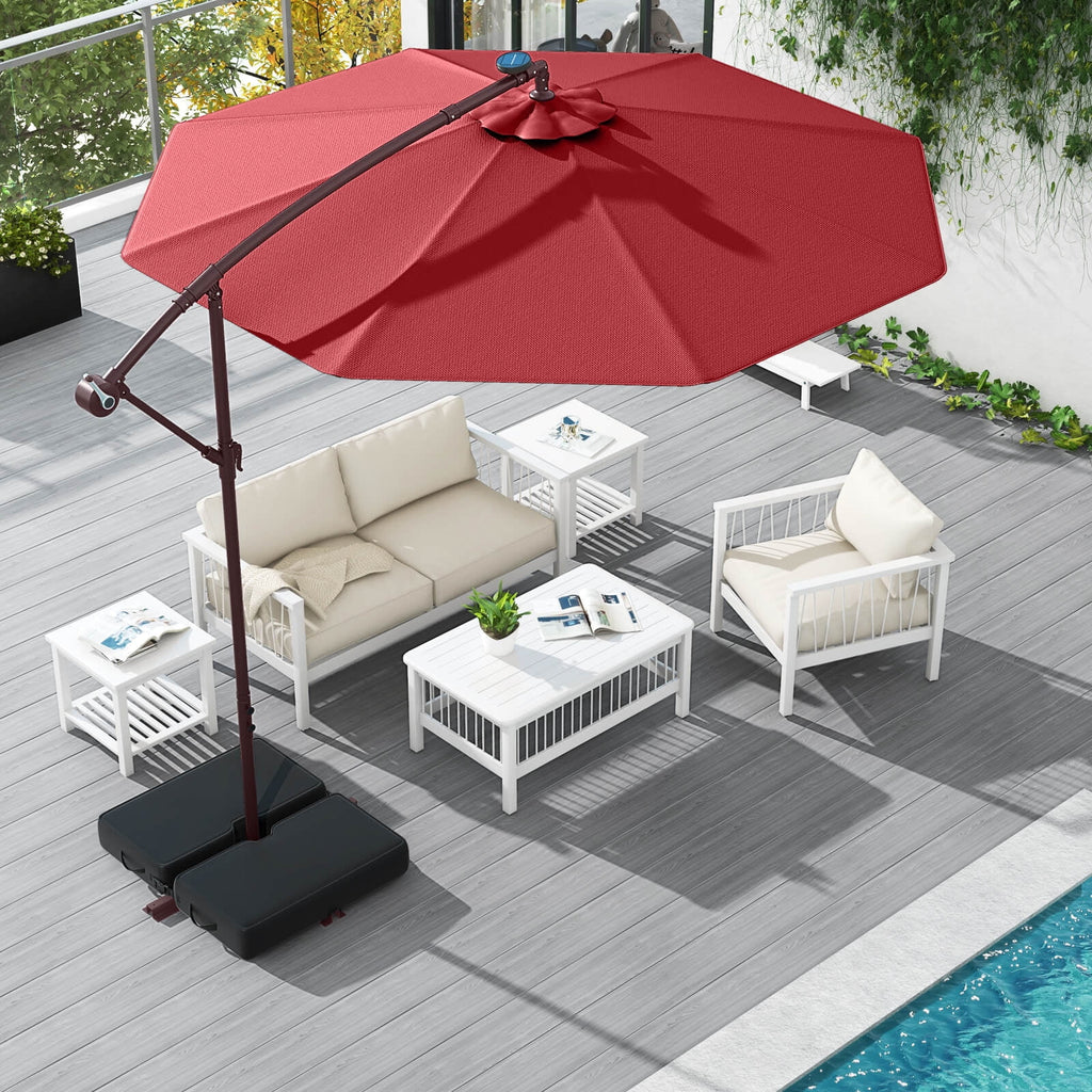 Costway 98.40" Navy Cantilever Patio Umbrella, Base-Included