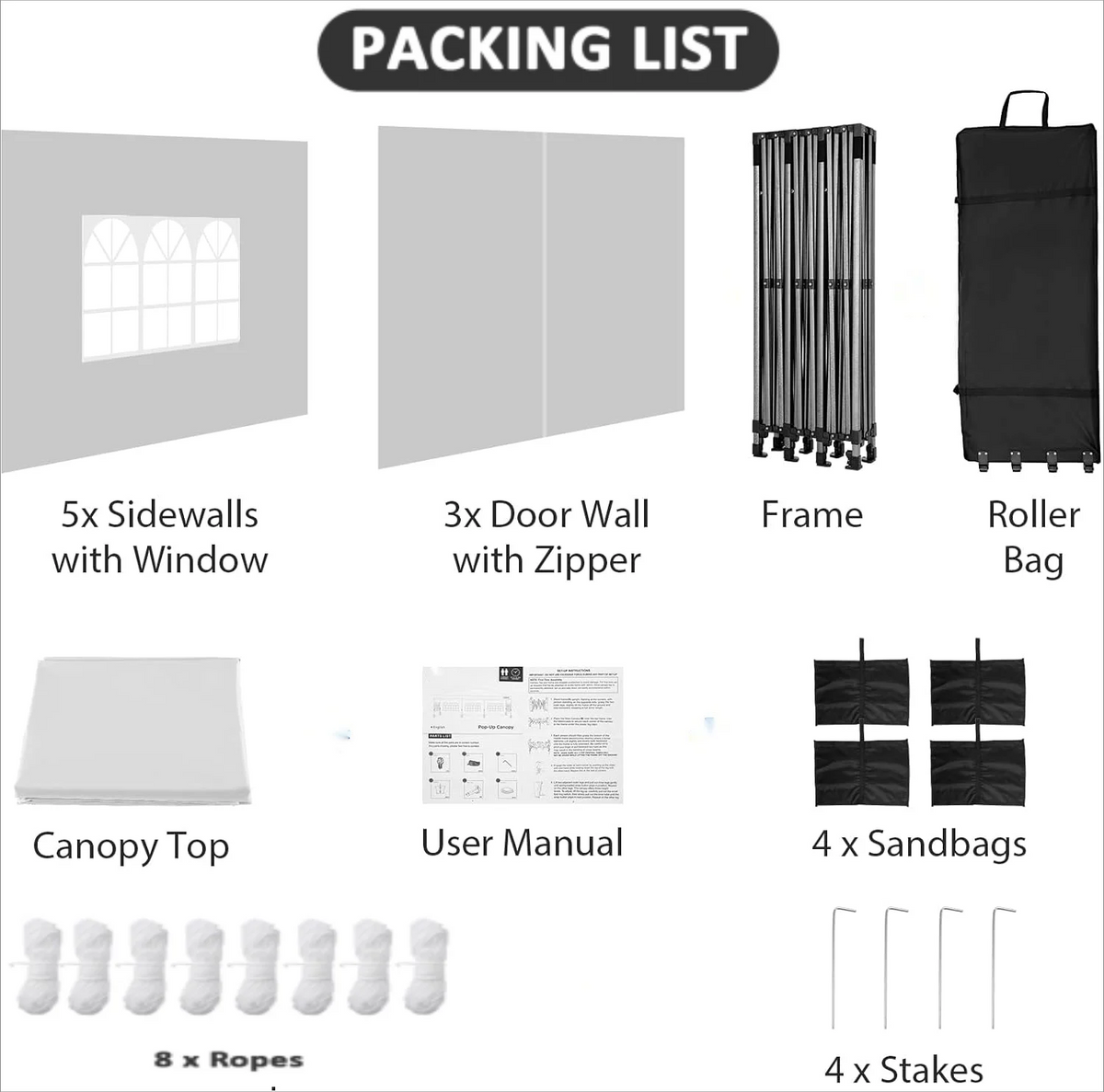 COBIZI 10x20 Heavy Duty Pop up Canopy Tent with 6 sidewalls Easy Up Commercial Outdoor Canopy Wedding Party Tent for Beach All Season Wind & Waterproof Gazebo with Roller Bag,Black(Frame Thickened)