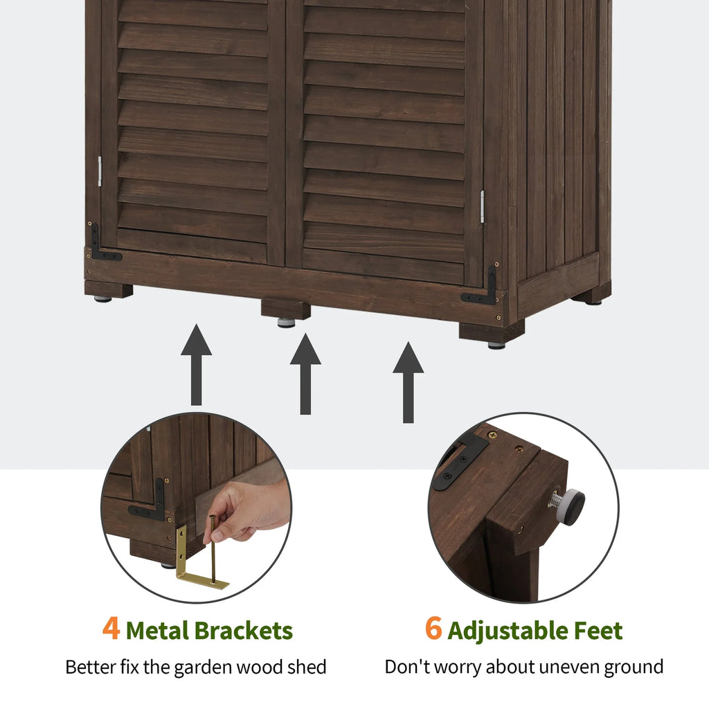 MCombo Tall Garden 1.52 x 2.85 ft. Wood Storage Shed, Brown