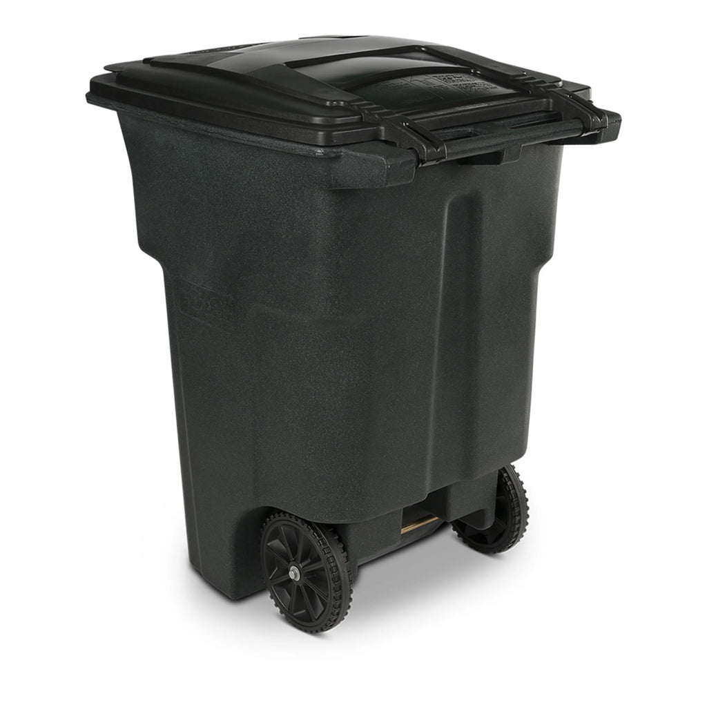 Toter Trash Can Greenstone With Wheels And Lid, 96 Gallon