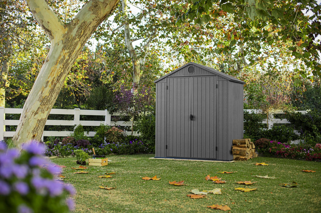 Keter Outdoor Storage Shed, Durable Resin, Compact & Portable, Store-It-Out Darwin, Grey