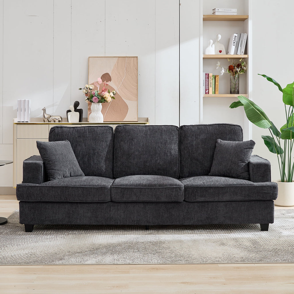 Korser 89" Chenille Sofa 3 Seater Couch with Extra Upholstered Deep Seats for Living Room,Removable Cover,Beige