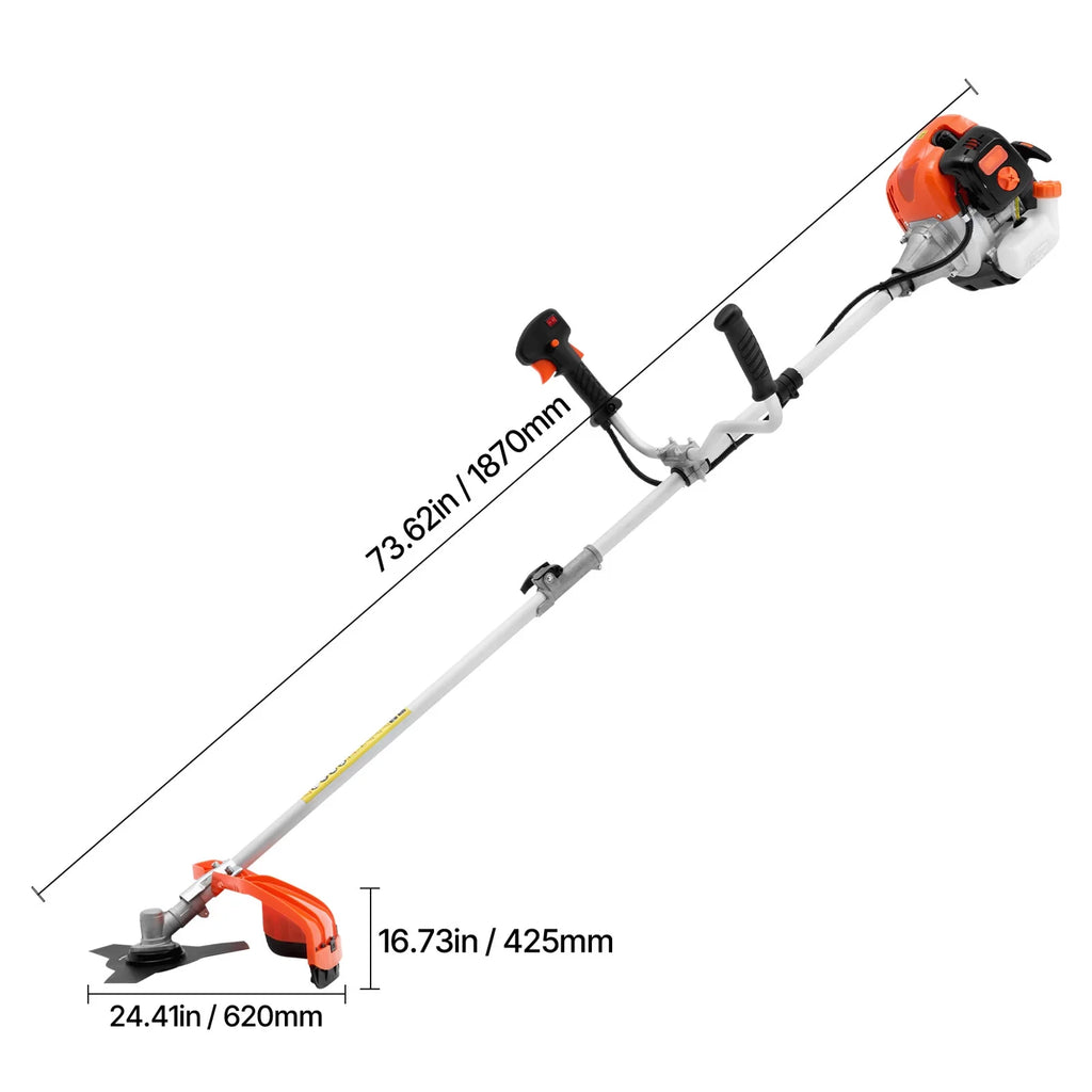 KFFKFF Grass Cutter, 51.7CC 2-Stroke, Fueled by Gas, 16.9" Wireless Lawn Trimmer, Versatile Yard Edger with Shoulder Support & 3T Blade, Plant Cutter for Efficient Lawn Maintenance