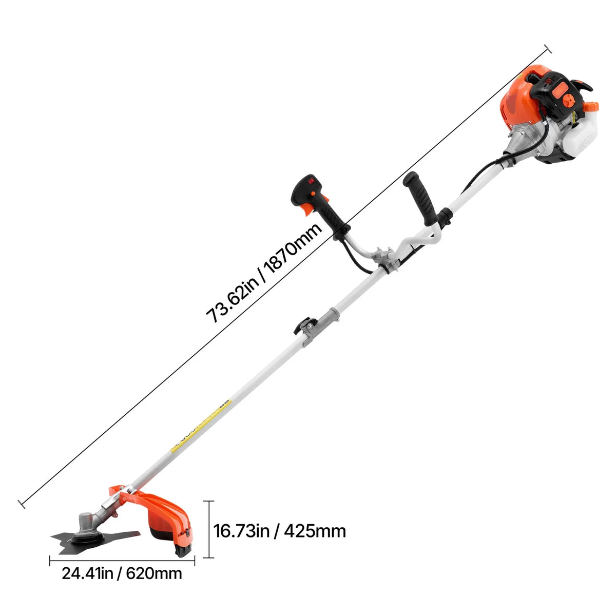 KFFKFF Grass Cutter, 51.7CC 2-Stroke, Fueled by Gas, 16.9" Wireless Lawn Trimmer, Versatile Yard Edger with Shoulder Support & 3T Blade, Plant Cutter for Efficient Lawn Maintenance