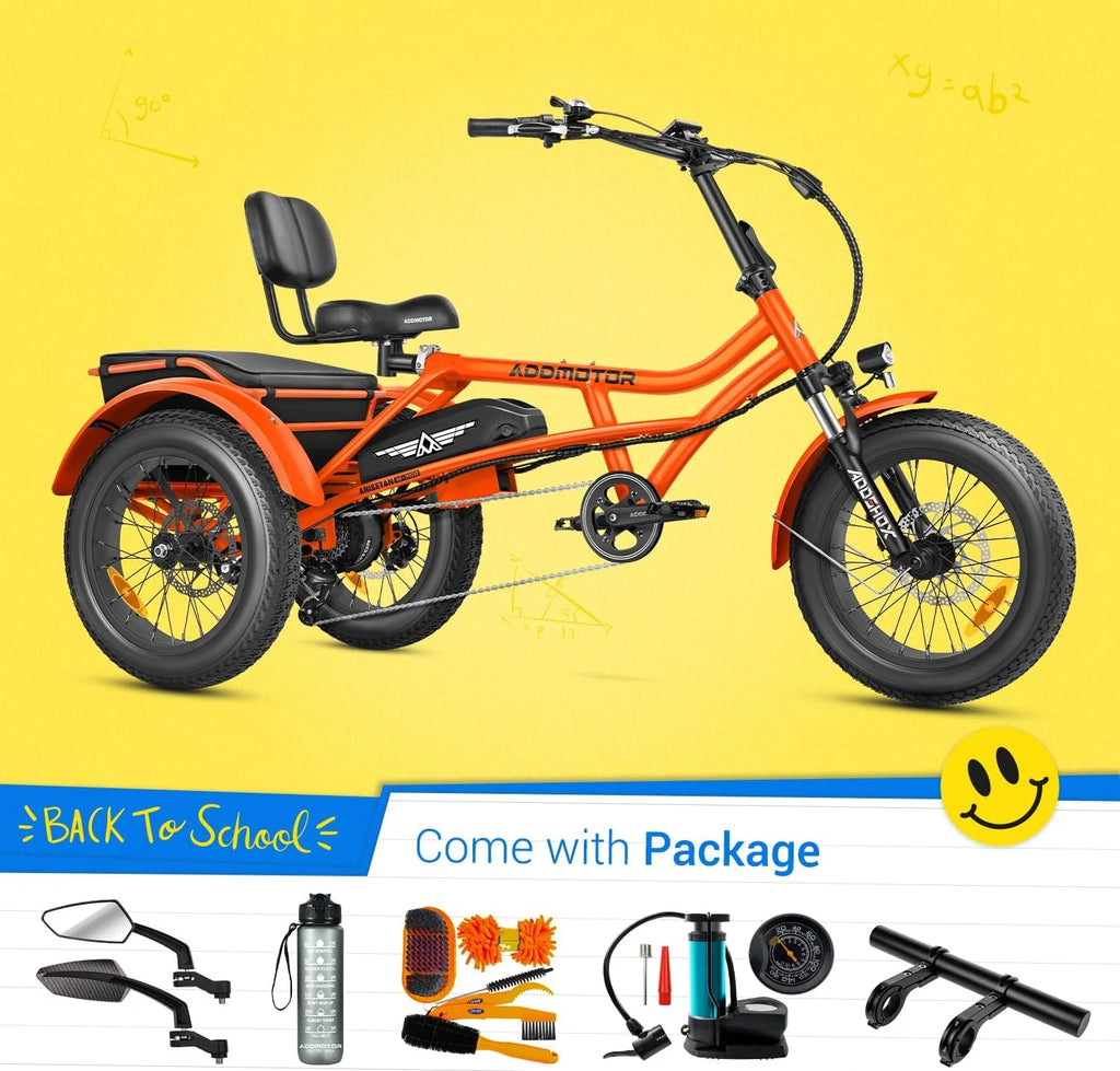 Addmotor M-360II Semi-Recumbent Electric Trike, 85MI, Fat Tire 3 Wheel Electric Bike for Adults, 750W 48V 20Ah Electric Tricycle for Seniors, 20" Electric Trike with Speed Differential, Green