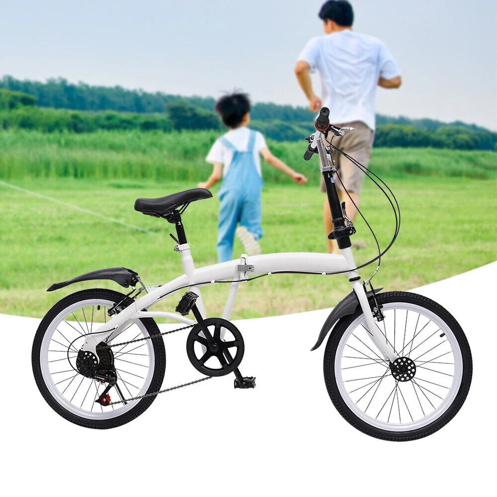 DENEST 20 Inch 7-Speed Bicycle Adult Road Bike Carbon Steel Folding Bike Double V-Brake