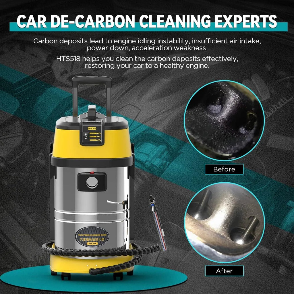 AUTOOL HTS558 Walnut Sand Carbon Deposition Clean Machine Walnut Shell Media Powder Sandblasting Machine Automotive Engine Intake Pipe Valve De-Carbon Cleaning Machine for Rust Grime Paint Removing