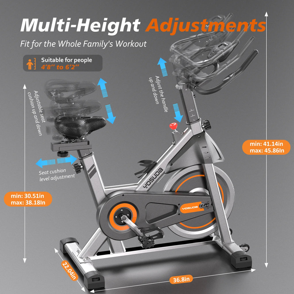 YOSUDA Exercise Bike Stationary Indoor Cycling Bike for Home 300 Lbs Weight Capacity, Comfortable Seat Cushion and LCD Monitor