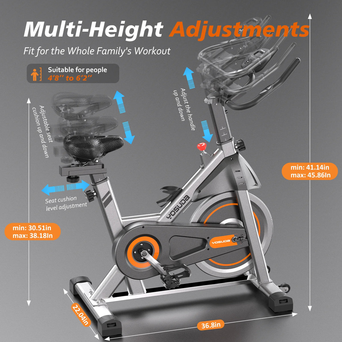 YOSUDA Exercise Bike Stationary Indoor Cycling Bike for Home 300 Lbs Weight Capacity, Comfortable Seat Cushion and LCD Monitor