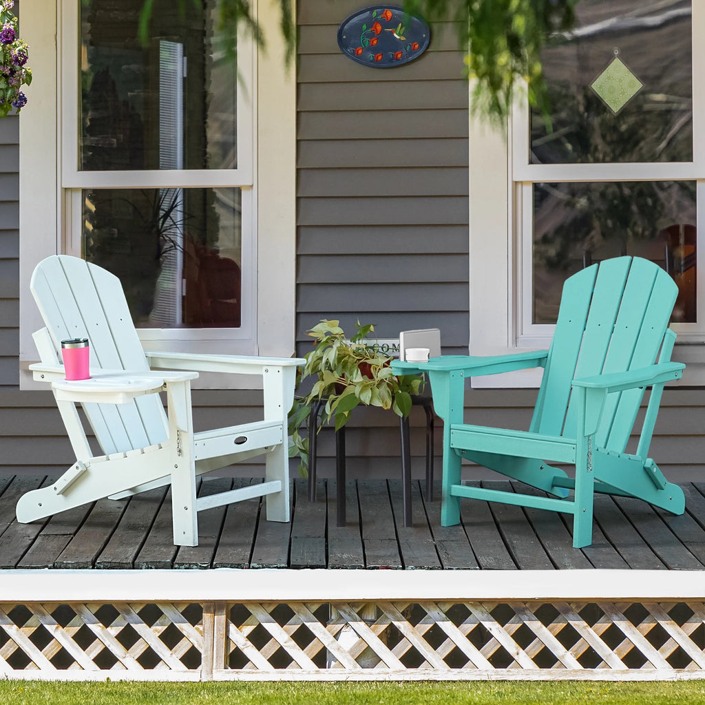 FOOWIN HDPE Plastic Adirondack Chairs Set of 4, Black