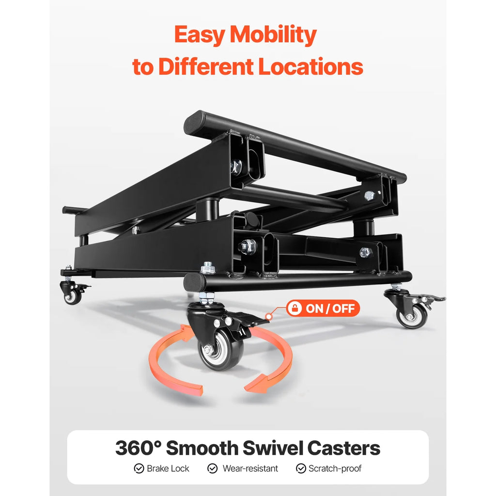 KFFKFF Powered Elevating Table, Load Bearing of 330 lbs, Solo Scissor Lift Table, 8 - 28 in Customizable Elevation Platform, Movable Coffee Table Lift on 4 Casters, Suited for Load Management, Black