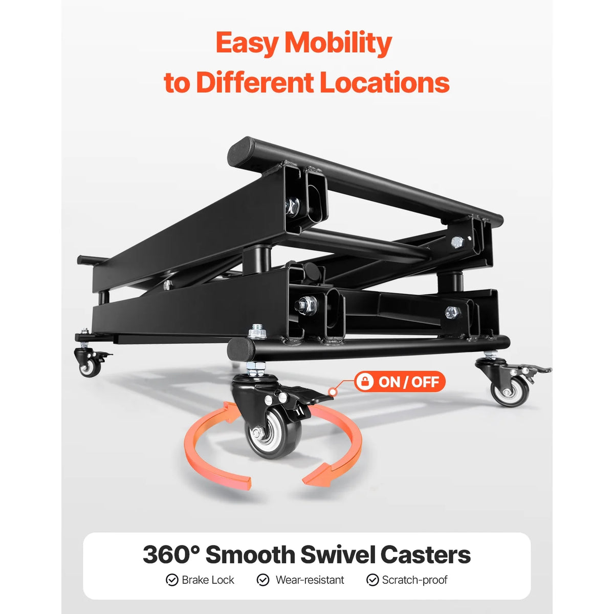 KFFKFF Powered Elevating Table, Load Bearing of 330 lbs, Solo Scissor Lift Table, 8 - 28 in Customizable Elevation Platform, Movable Coffee Table Lift on 4 Casters, Suited for Load Management, Black
