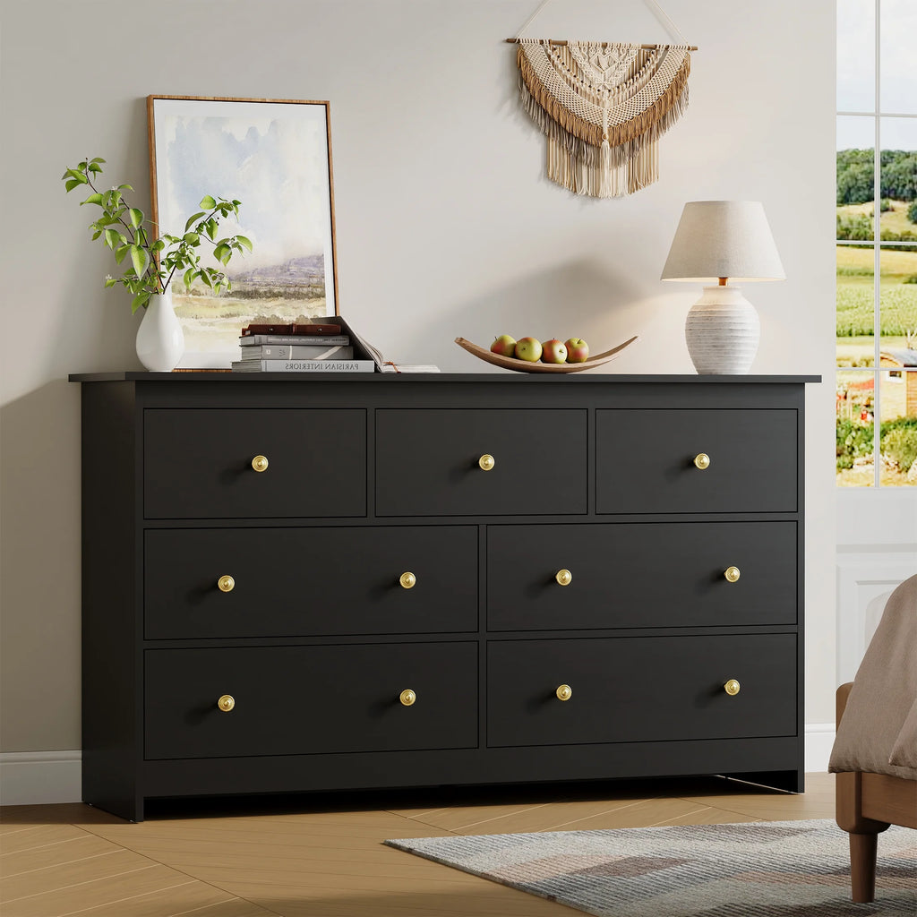 YouTrend 7 Drawer Dresser,White Dresser for Bedroom Drawer Organizer Storage Drawers,Wood Adult Storage Cabinet Living Room Hallway
