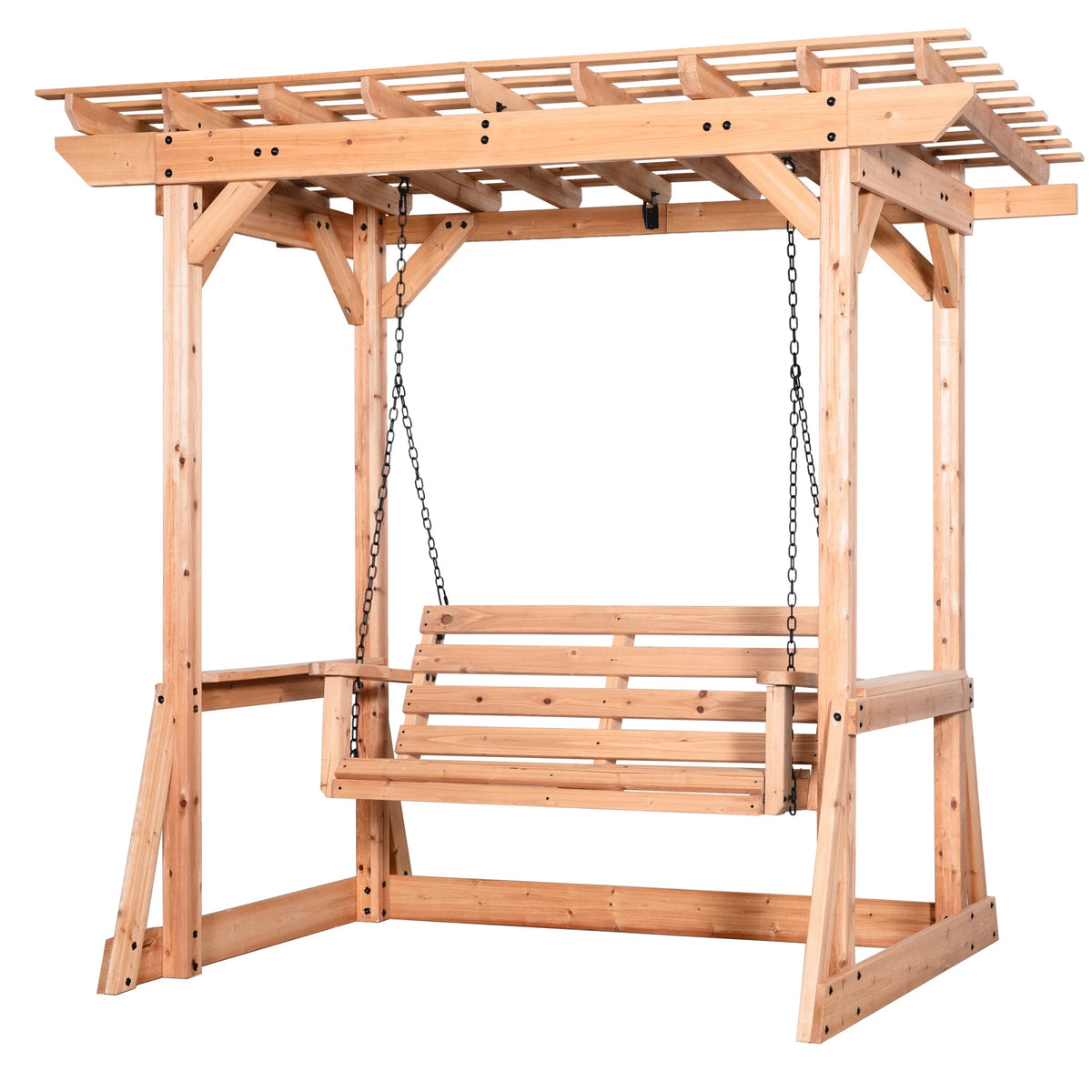 Backyard Discovery Callahan 8x5' Cedar Wood Outdoor Patio Pergola Swing, Trellis, 2-Seater
