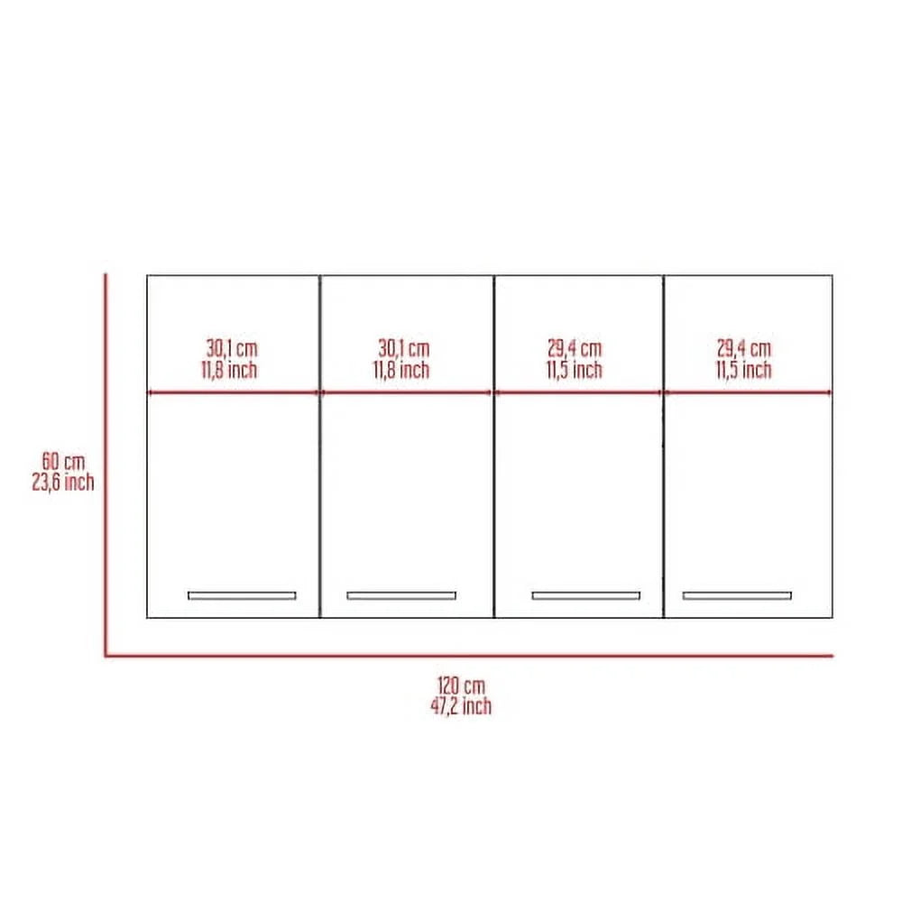 Xukmct Kitchen 4 Doors Wall Cabinet with 4 Inner Shelves, White