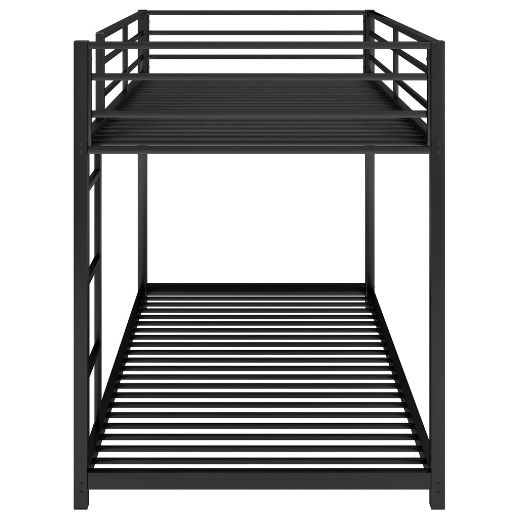Euroco Twin Metal Low Bunk Bed with Ladder, Black