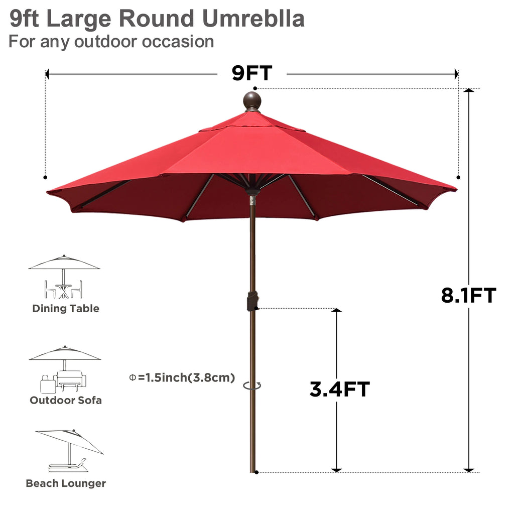 EliteShade 9Ft Market Umbrella Patio Outdoor Table Umbrella��Teal��