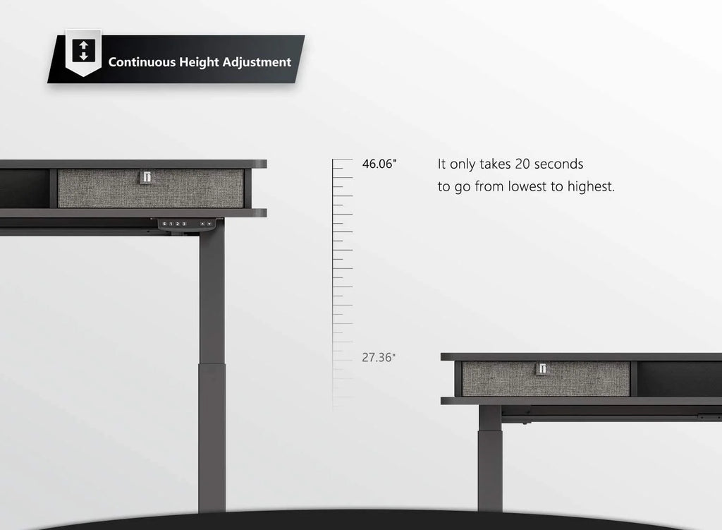 Fezibo Height Adjustable Electric Standing Desk with Drawers and Storage Shelf, Sit Stand Desk with Splice Board, Black Finish, 55"