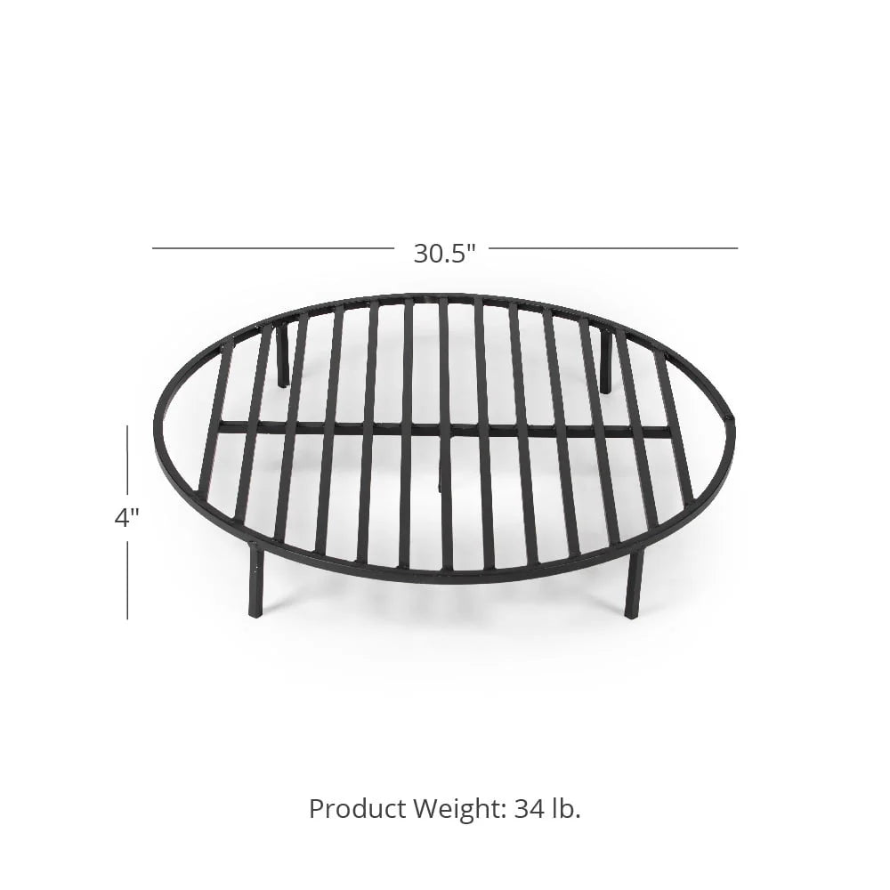Titan Great Outdoors Round 30.5in Fire Pit Grate, Heavy Duty 1/2in Steel Elevated Log Wood Pit Grate, Burning Fireplace and Firepits