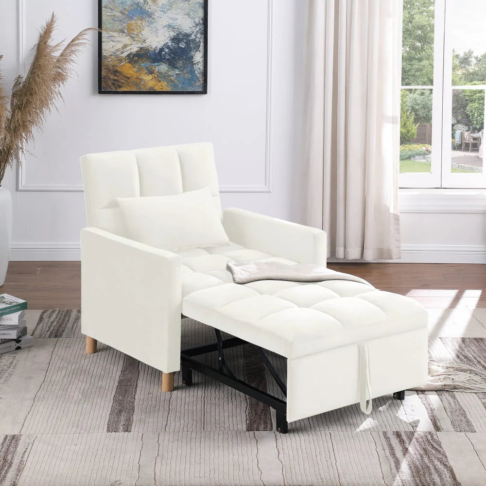 Sleeper Sofa Chair Bed,3-in-1 Convertible Sleeper Bed Chair,Folding Bed with Adjustable Backrest with Pillow,Multi-Functional Sleeper Chair for Living Room Dorm Apartment,Bedroom Office,Beige