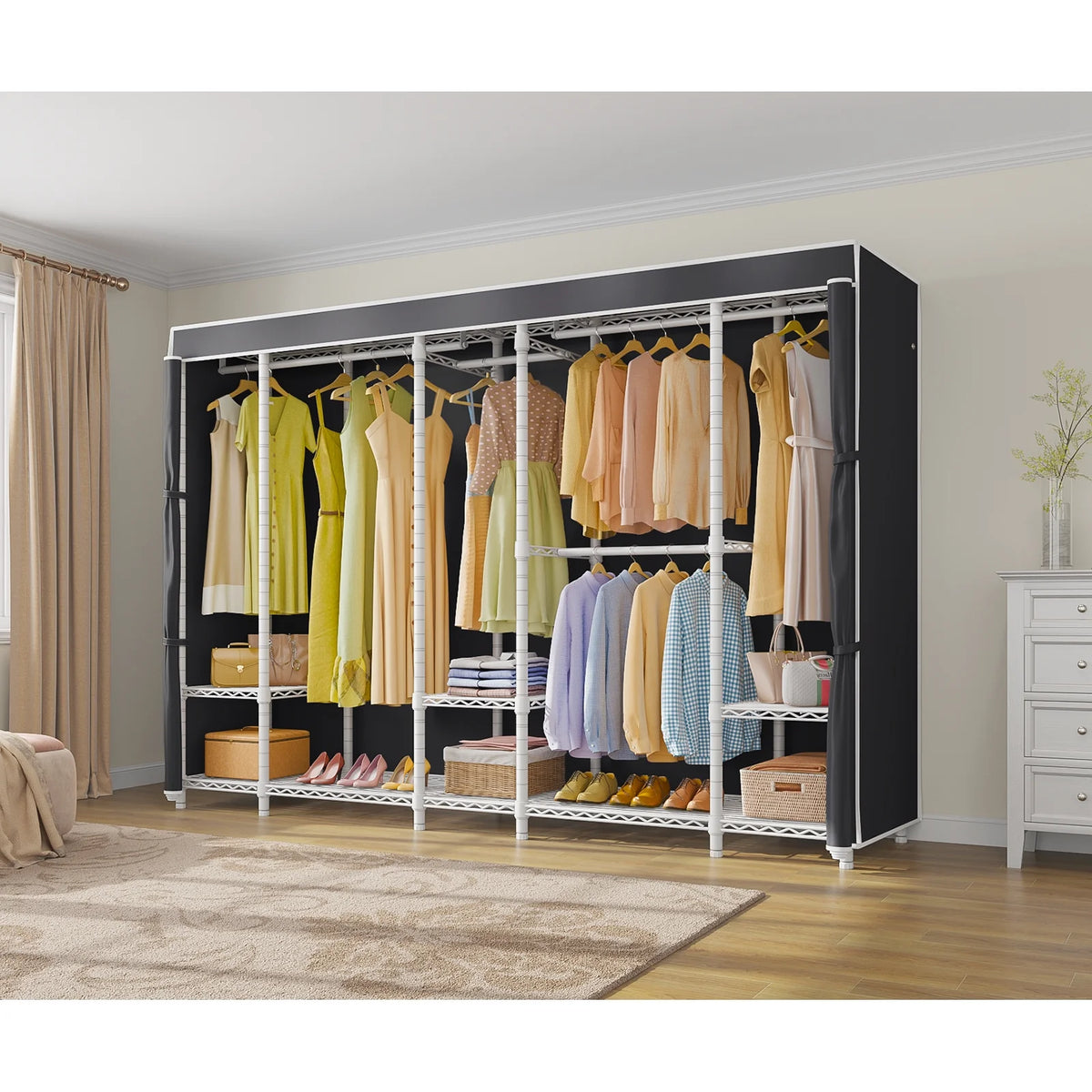VIPEK V50 Extra Large Portable Closet Rack Bedroom Armoire Freestanding Wardrobe Closet, Heavy Duty Clothes Rack Multi-Functional Metal Clothing Rack for Hanging Clothes, Max Load 1300lbs, Black