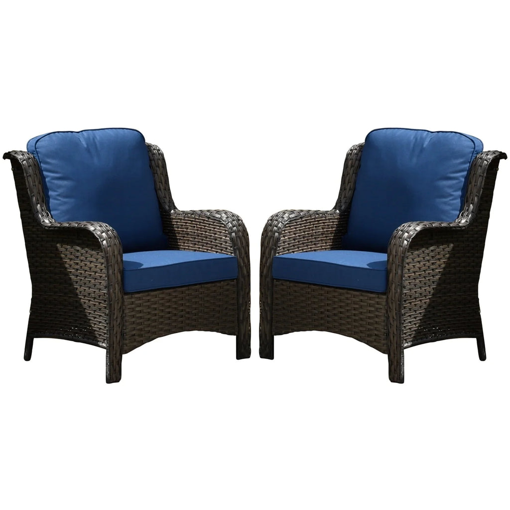 Ovios Outdoor Patio Single Chairs on sale 2 Pieces, Wicker Patio Single Chairs Set, PE Rattan Patio Chairs with Fabric Cushions for Backyard
