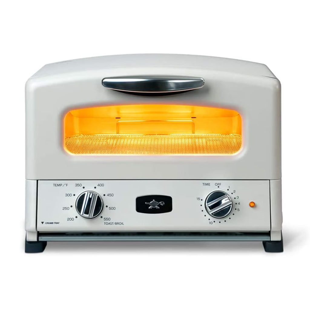 Sengoku SET-G16A(W) HeatMate Graphite Compact Countertop Toaster Oven with 4 Non-Stick Pans for Toasting and Baking, 120 Volt, Eggshell White