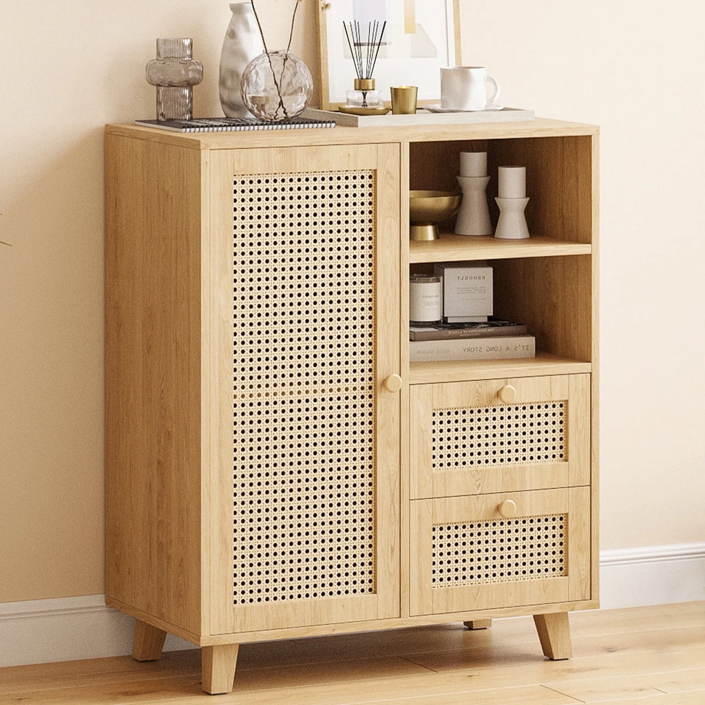 STARY Sideboard Buffet Cabinet, Accent Cabinet with Drawers and Adjustable Shelf for Kitchen, Living Room, Entryway, Nature
