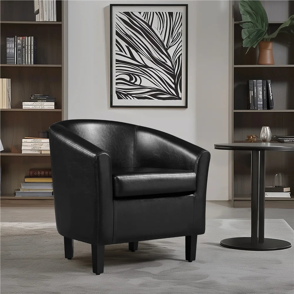 Yaheetech Faux Leather Accent Arm Chair For Living Room, Black