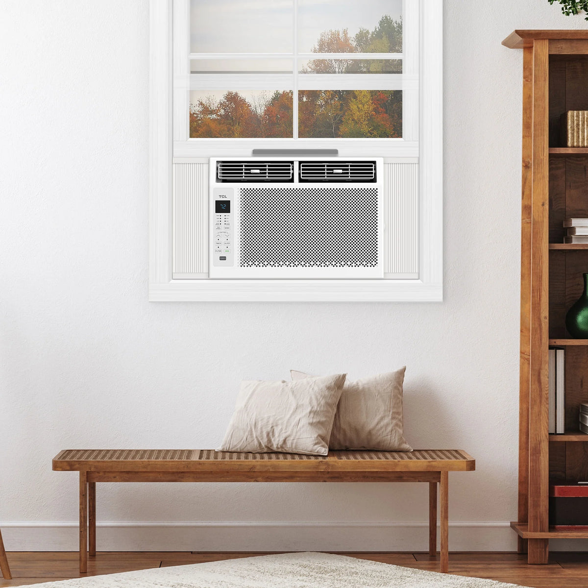 TCL 5,000 BTU Window Air Conditioner, Fan & Dehumidifier, 150 Sq. Ft., Remote Control, Easy-to-Use, Reusable Filter, Compact, Quiet, White, W5W3M
