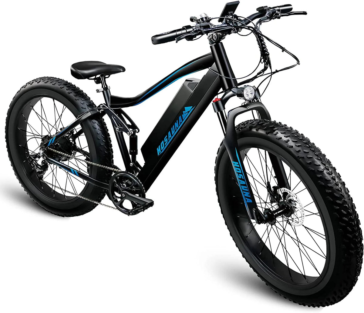 Electric Bike Electric Mountain Bike 500W Ebike26'' Fat Tire Ebike, 28+MPH Adults Ebike with Removable 48V 15Ah Battery, Shimano 6-Speed Black
