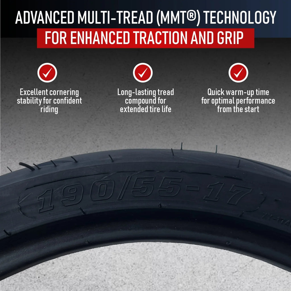 190/55-17 & 120/70-17 MMT® Motorcycle Tire SET 190/55ZR17 + 120/70-17 (DOT 2123)