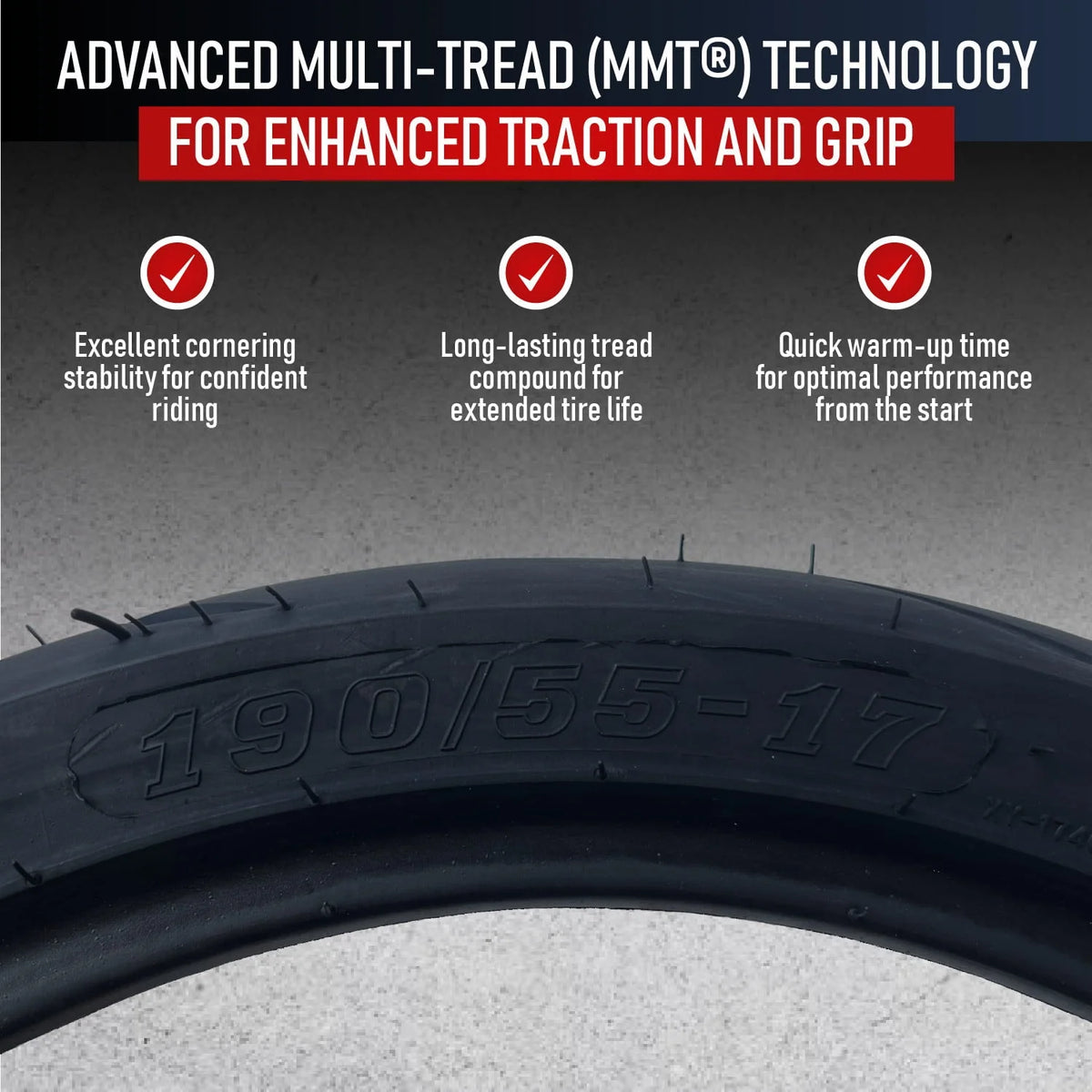 190/55-17 & 120/70-17 MMT® Motorcycle Tire SET 190/55ZR17 + 120/70-17 (DOT 2123)
