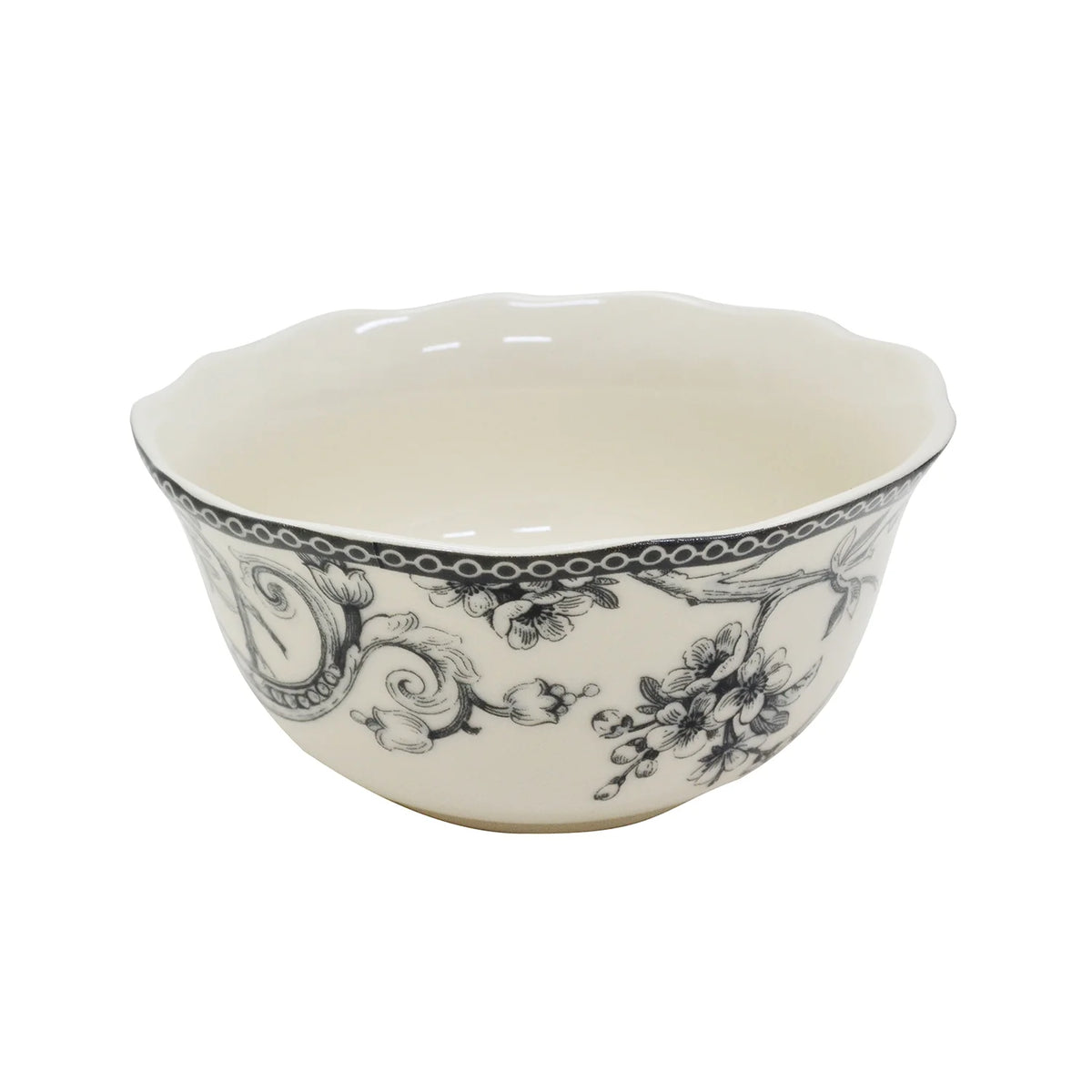 222 Fifth Adelaide Round 16-Piece Porcelain Dinnerware Set, Black Toile