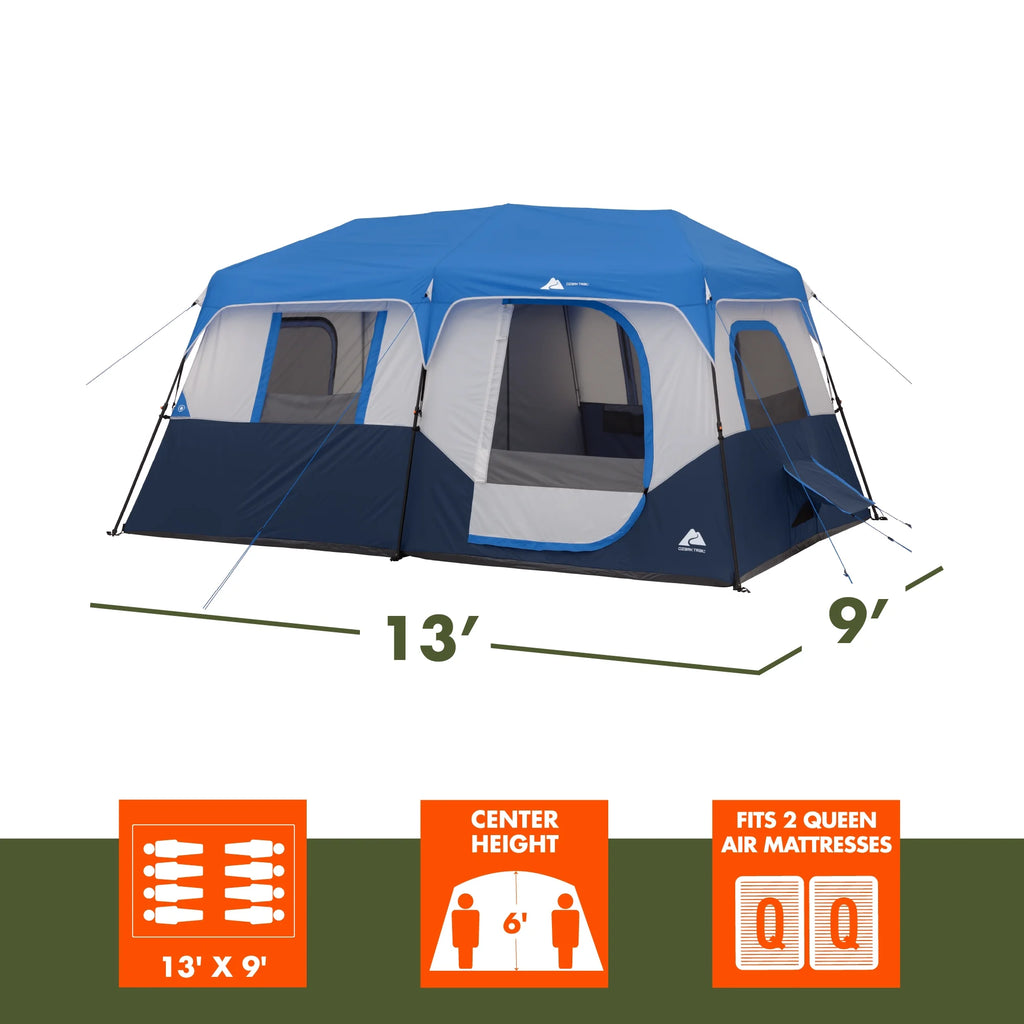 Ozark Trail 8' x 7' 4-Person Instant Cabin Tent with LED Lighted Hub, 19 lbs