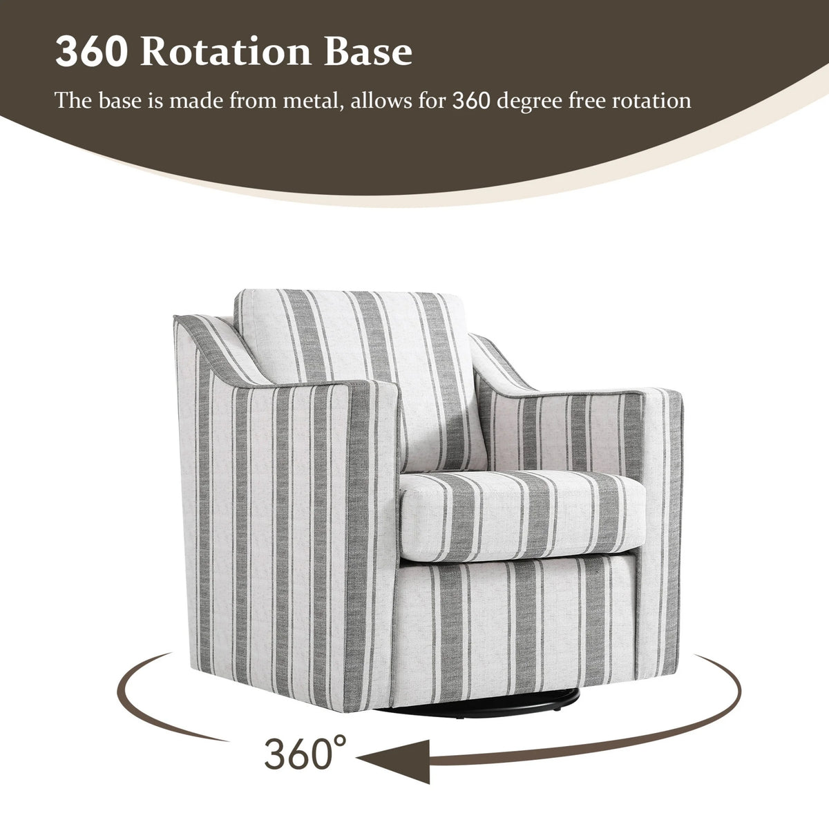 Swivel Accent Chair for Living Room, Modern Upholstered Barrel Arm Chair with Plump Back Pillow, Comfy Club Sofa Reading Chair for Adults (Chenille Navy, Set of 1)