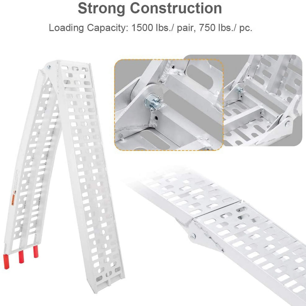 TUFFIOM Aluminum Truck Ramp N/A 7ft Aluminum Folding 1500 lb Maax Load - Silver