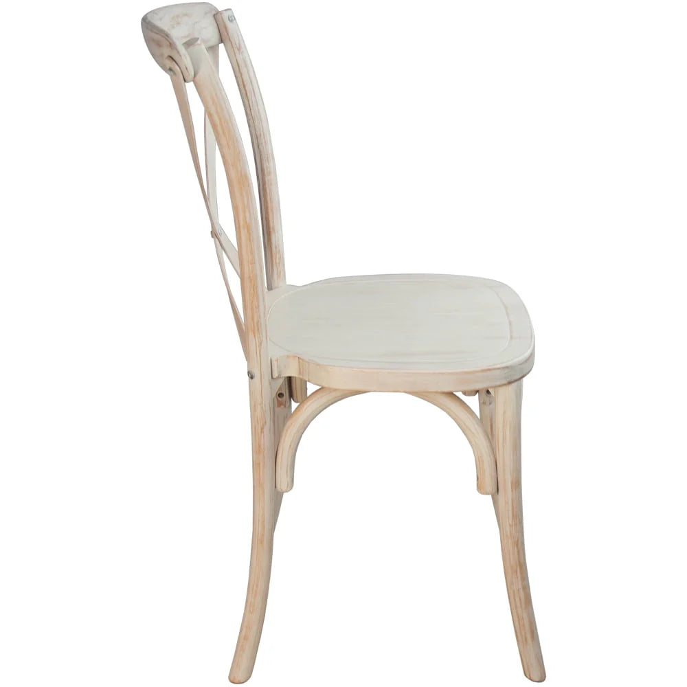 Merrick Lane X-Back Bistro Style Wooden High Back Dining Chair in Lime Wash, Wood