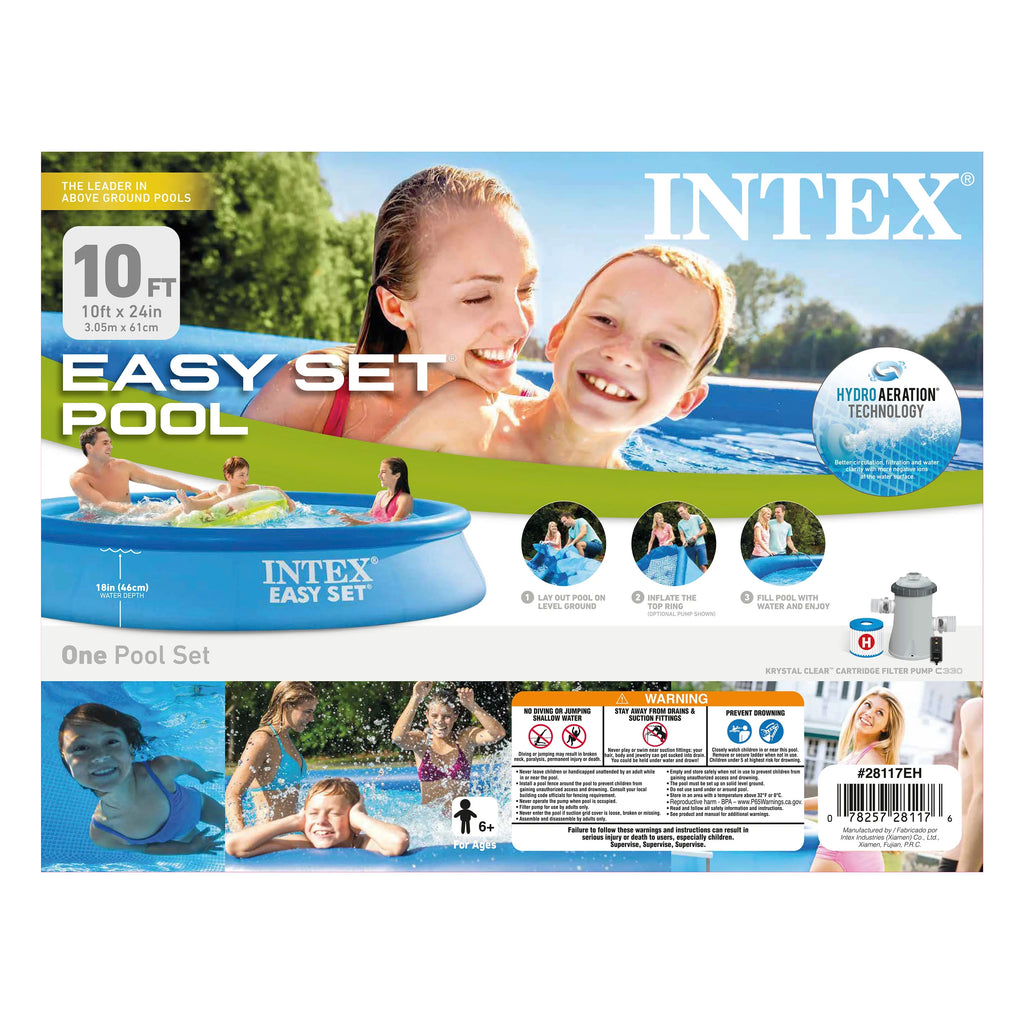 Intex 10' x 30" Easy Set Above Ground Swimming Pool With Filter Pump