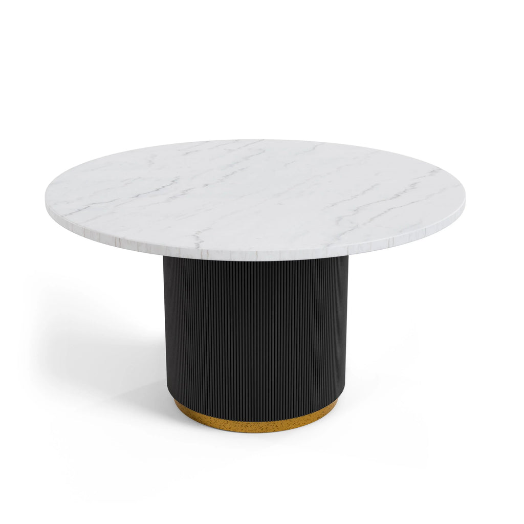 Furniture of America Jaine 54" Round Indoor Dining Table, Black and White