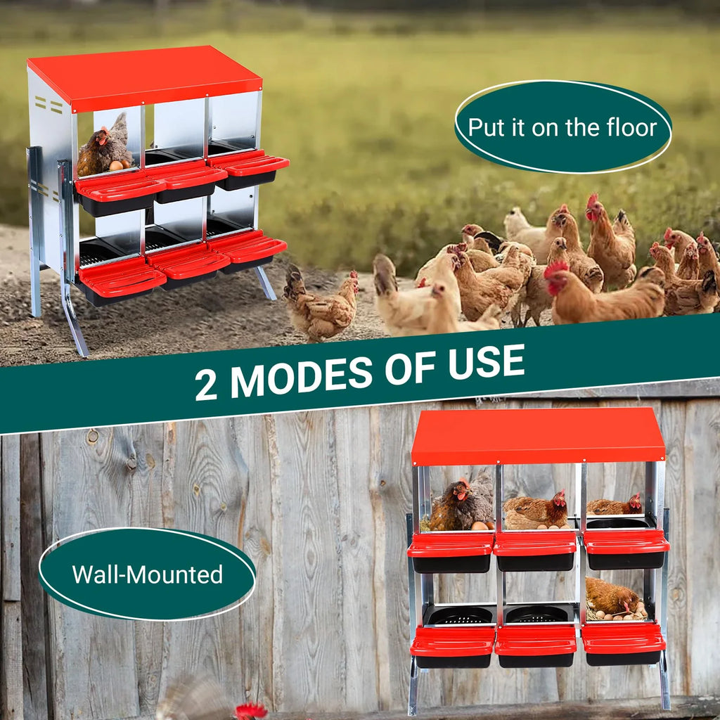 Chicken Nesting Box, 6/8/10 Compartment Nesting Box, Heavy Duty Chicken Coop Nesting Box with Removable Tray, Metal Chicken Laying Box for Chicken