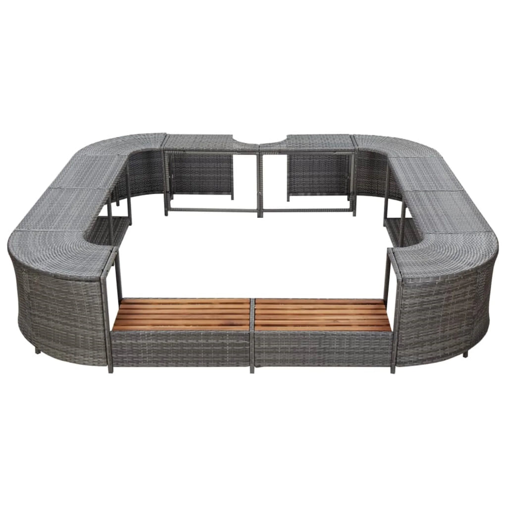 vidaXL Square Spa Surround Black 105.5"x105.5"x21.7" Poly Rattan