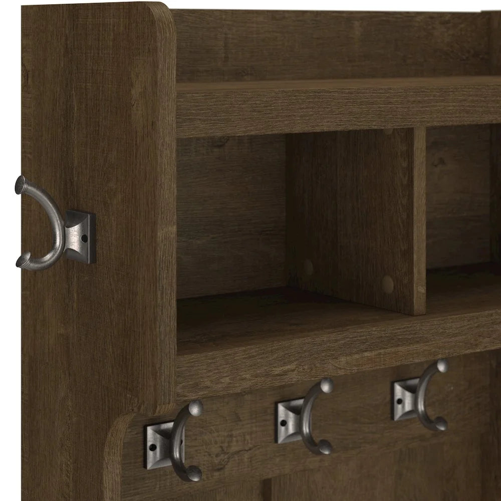Woodland 40W Hall Tree and Shoe Bench with Shelves in Gray - Engineered Wood