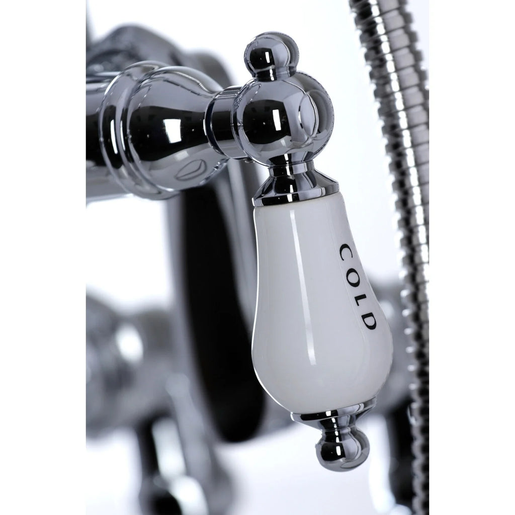 Kingston Brass Vintage Deck Mount Clawfoot Tub Faucet with Hand Shower Brushed Nickel Brushed